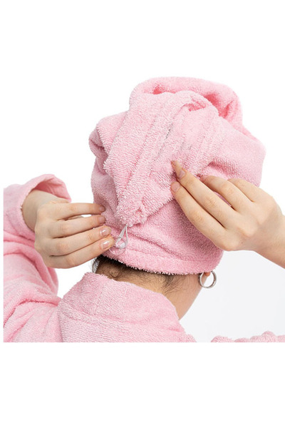 embays collection منشفة شعر مرنة بأزرار، قبعة شعر، منشفة لتجفيف الشعر، قبعة م...