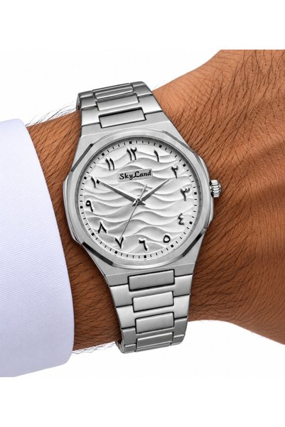 Generic Brand ساعة سكاي لاند سيلفر ويف LOOSTER TIME