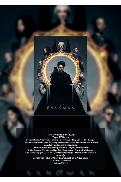 OEM Poster Infografic The Sandman, Serial fantastic și benzi desenate, Carton...