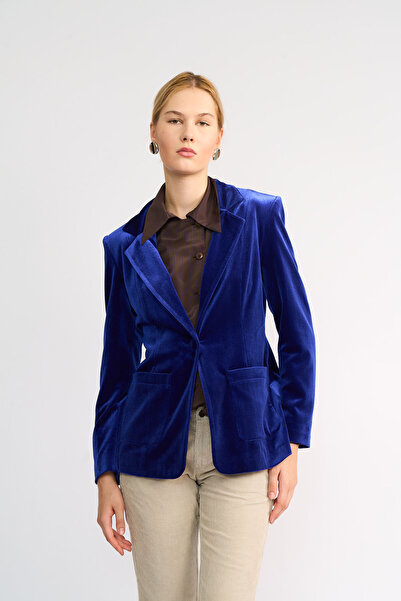 Volanlı Velvet Single Button Jacket