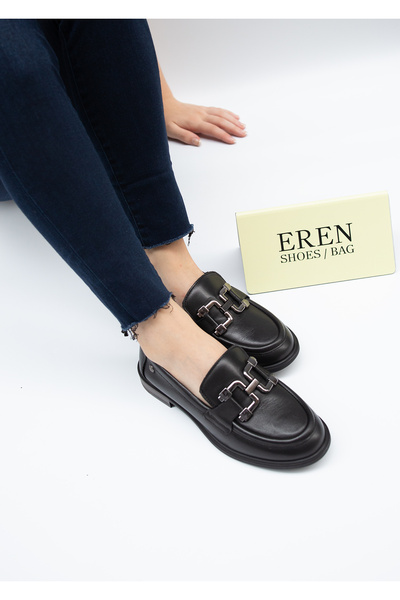 Mammamia 5510 Eren Shoes&Bag Genuine Leather Buckle Detailed Low Heeled Women...