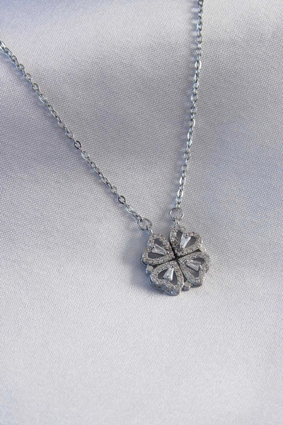Livenda 316L Steel Silver Color Openable Clover Model Women's Necklace - Tj-B...