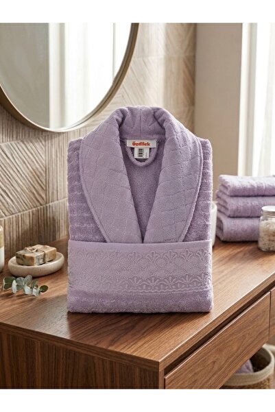 Özdilek Şalyaka Bathrobe and Head Towel - Lilac, Size m