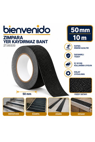 Bienvenido Merdiven Zemin Kaydırmaz Bant Yapışkanlı (5 CM X 10 METRE) Yer Zem...