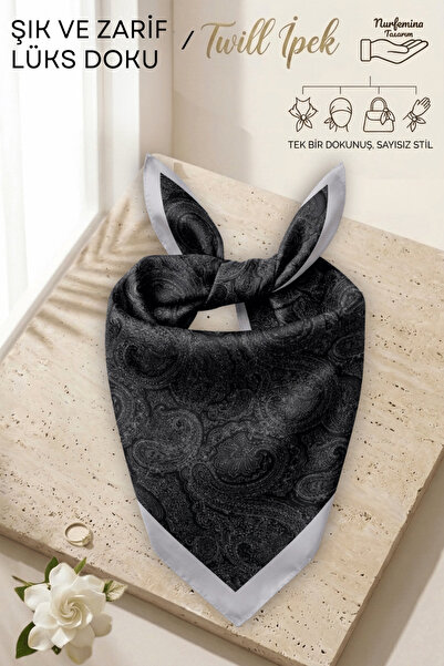 nurfemina Μοτίβο Noble Paisley - Υφή από μετάξι twill - Τετράγωνο μαντήλι μπα...