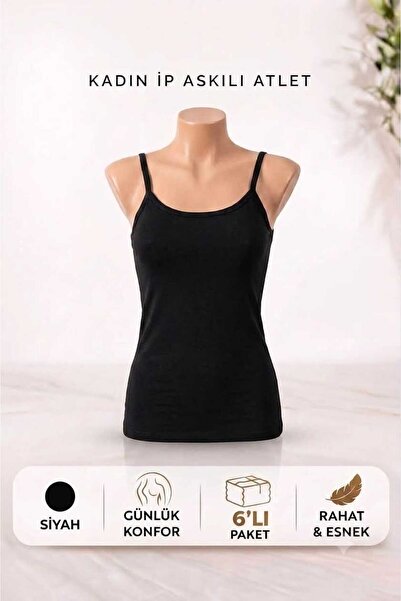 LYZALÜXEN 6 Pieces Women's Cotton Strap Tank Tops Lycra Soft