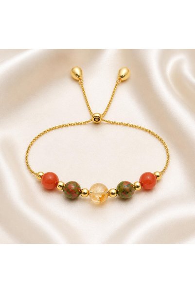 Taşmir Virgo Healing Bracelet,Virgo Crystal Bracelet,Carnelian,Unakite,Citrin...