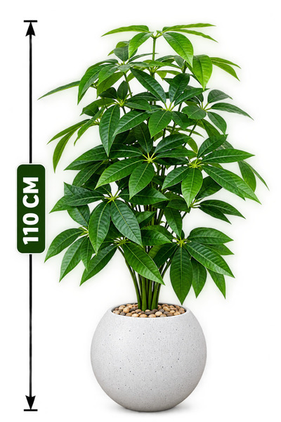 Generic Brand نبات مانجو اصطناعي للزينة بأوراق خضراء واقعية ووعاء أبيض مزخرف،...