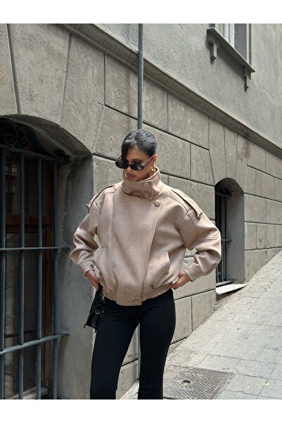 Ekim Store Suede Oversize Cross-Closure Biker Jacket