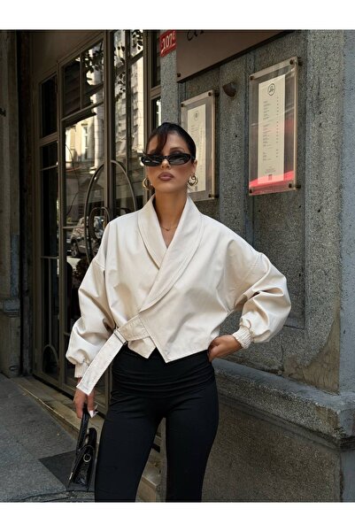 Ekim Store Double-Breasted Buckle Bomber Trench Jacket
