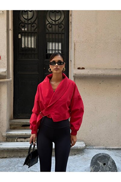 Ekim Store Double-Breasted Buckle Bomber Trench Jacket