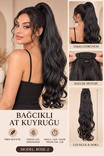 Suzan Peruk Bağcıklı Cırtcırtlı dolamalı Uzun dalgalı At Kuyruğu Fiber gerçek...
