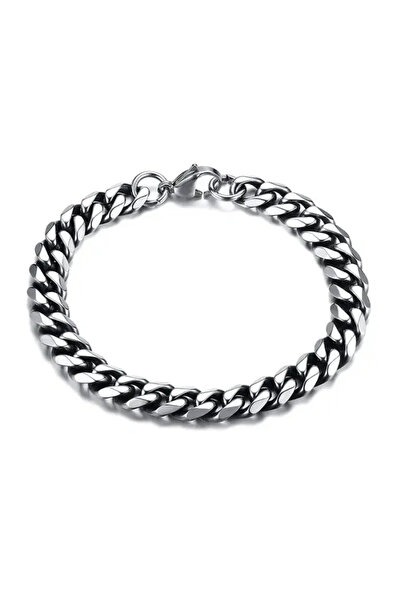 FASHION Bratara Barbati Cuban Link Clasic din Otel Inoxidabil Argintiu 5 mm (...