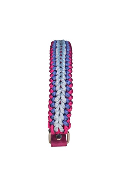 moonparacord طوق للكلاب باللون الفوشيا والأزرق الفاتح واللون الأزرق الفاتح مق...