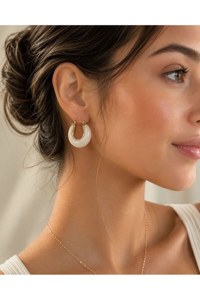 GK LUXURY & FASHION Acrylic Gold Half Hoop Bag Earrings - Stylish Elegant Modern Design Earrings 316L Steel Anti-Allergic