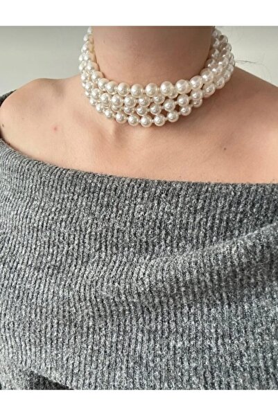 Lunarie Çok Sıralı İnci Choker Kolye - 14K Gold Kapamalı 4 Sıra Boncuk Detayl...