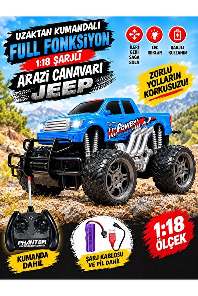 BYCEGU UZAKTAN KUMANDALI ŞARJLİ FULL FONKSİYONLU OYUNCAK ARAZİ CANAVARİ JEEP