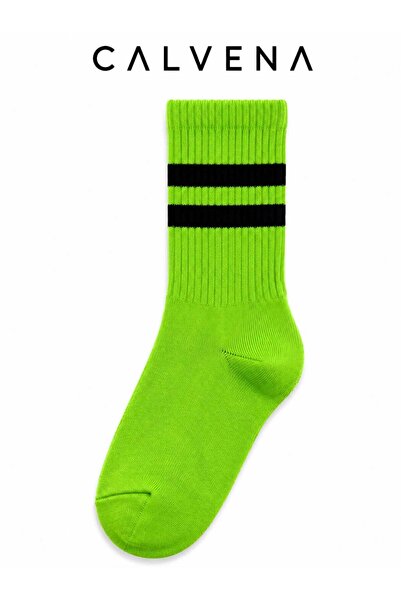 Calvena Unisex 6 Pairs Cotton Woven Circle Patterned Striped Tennis College S...
