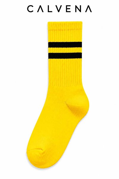 Calvena Unisex 6 Pairs Cotton Woven Circle Patterned Striped Tennis College S...