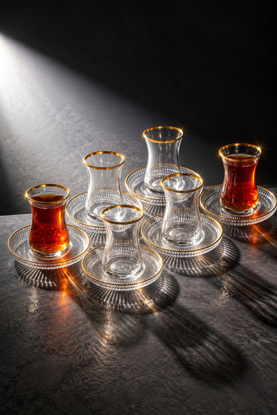Sigma Home Varna - 12 Parça Çay Seti 170 cc Altın Yaldız Hediye Kutulu