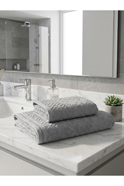 Özdilek Tile Plaj Boy Bath Towel Set - Gray