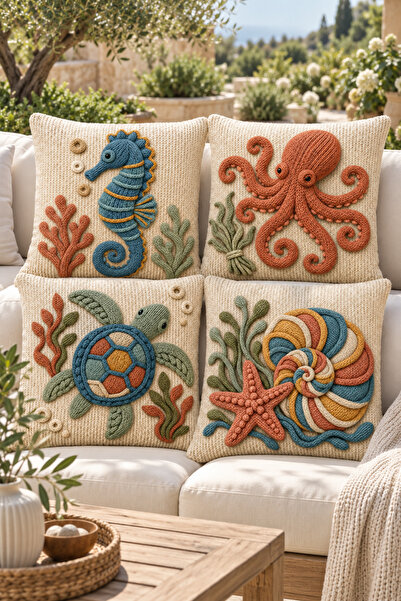stellahomes Marine Themed 3D Embroidery-Looking Digital Printed Decorative Th...