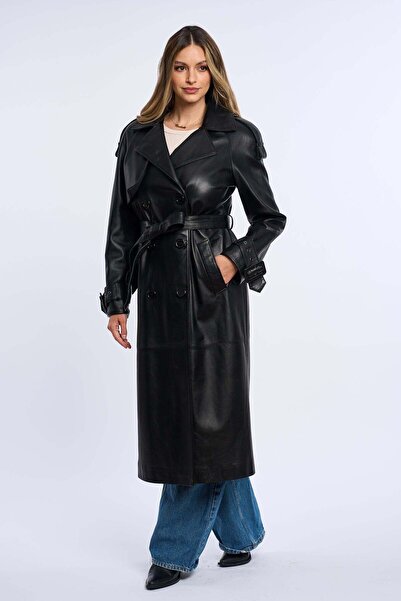 Luxus Geaca din piele, trench piele negru
