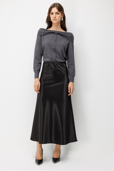 Ekol Beli Lastikli Maxi Saten Etek 3929
