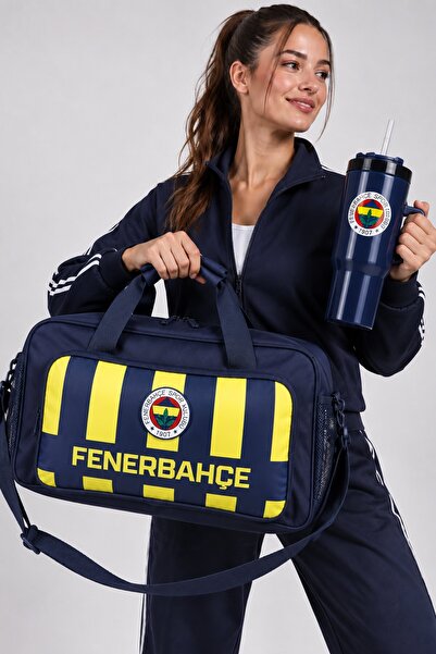 Fenerbahçe Licensed 2-Compartment Sports Bag and Thermos Mug with Straw and H...