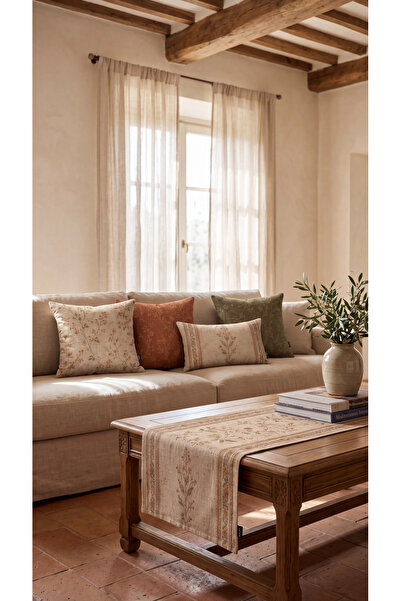 MUN HOME Siena Embroidery Patterned Vintage Botanical Digital Printed Decorat...