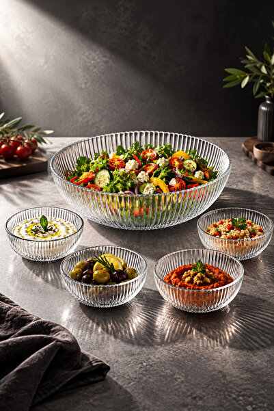 Sigma Home Rovin - 5'li Cam Salata ve Meze Kase Seti 20 cm