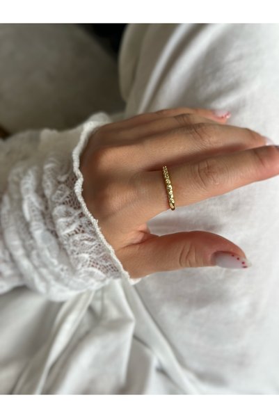 ToffyStore Asymmetric Thin Stone-Detail Engagement Ring