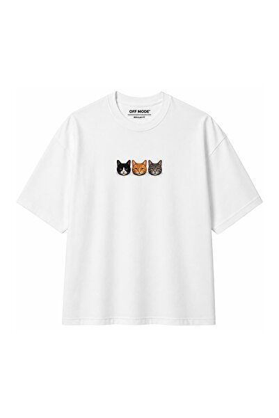 Three Cats Baskılı Unisex Regular Fit T-Shirt