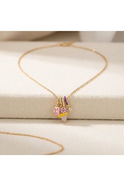 purelane Renkli Charm Detaylı Kolye