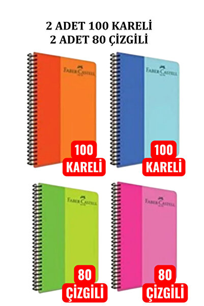 Faber Castell Faber set sveski od 4 komada, 2 sveske sa kvadratnim linijama i...
