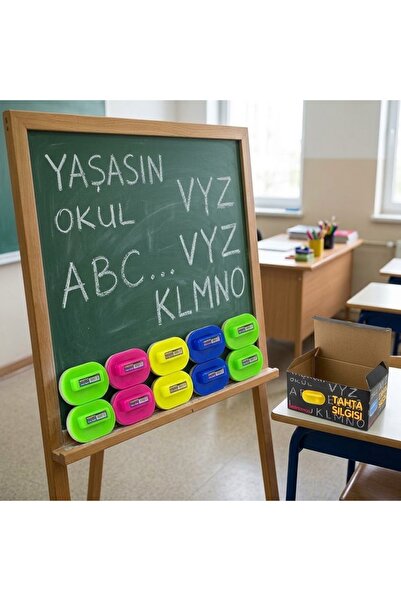 Art Tone Blackboard Eraser 12-Pack - Colorful Felt Surface School and Classro...