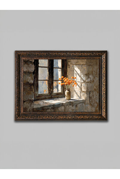 WoodyArts Flori portocalii, tablou decorativ de perete pentru sufragerie, cu ...