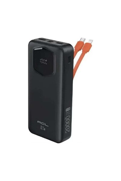 Bagajon PW-140 20.000 mAh Powerbank 22.5W Hızlı Şarj 3A Dahili Type-C Lightning Kablolu Dijital Göstergeli 2