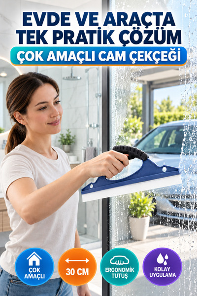 OpenCity 30 cm Çok Amaçlı Cam Çekçeği Araç Camı Duşakabin Fayans Ayna Pencere...