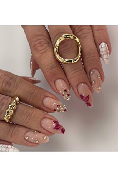 Violet nails Bordo çiçek tırnak