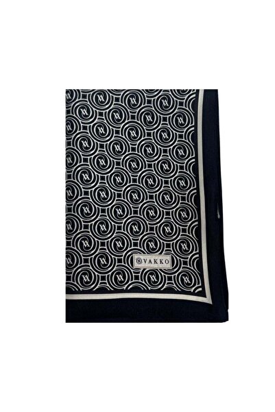 Vakko Tivil Monogram Shawl 41407-Black Ecru