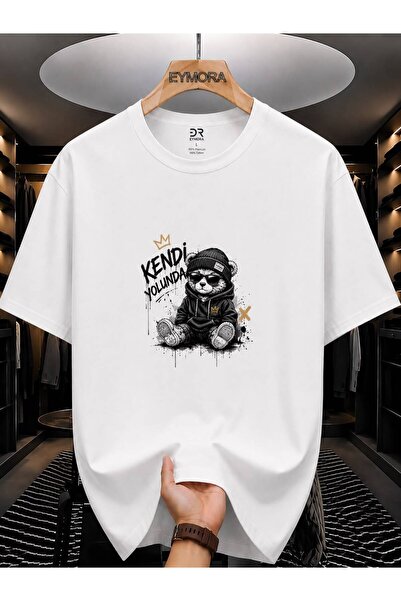 EYMORA Μπλουζάκι Unisex σε λευκό χρώμα με στάμπα Panda "In His Own Way" – Δια...