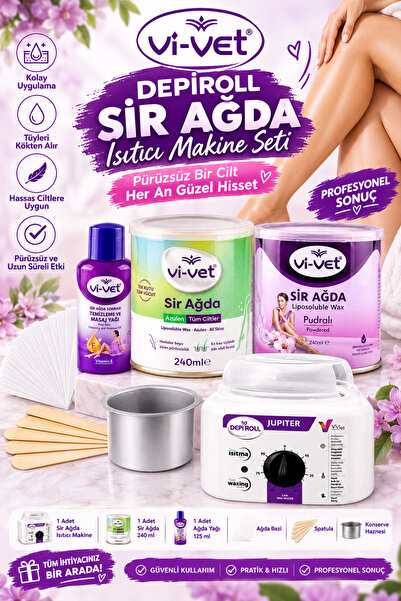 Vi-vet 2 Adet 240 ml Sir Ağda+1 Adet 2 Yıl Garantili Makine+Ağda Yağı+Yedek T...