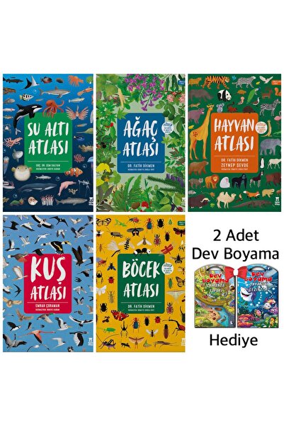 Aba Kitap Su Altı Atlası - Ağaç Atlası - Hayvan Atlası - Kuş Atlası - Böcek Atlası (CİLTLİ) +2 Dev Boyama Posteri Hediye