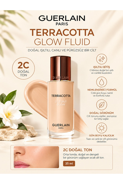Guerlain Terracotta Le Teint Glow 2C Işıltılı ve Aydınlık Cilt Görünümü Doğal...