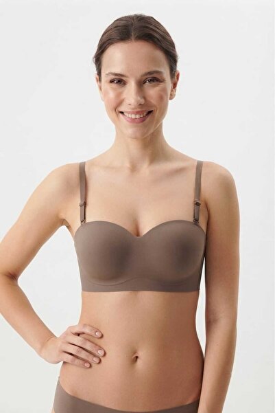 BEST BRA LİNGERİE Brown Women's Premium Laser Cut Seamless Supportless Wire-F...