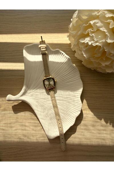 rubsey Minimal Leather Cord Women's Wristwatch Cream