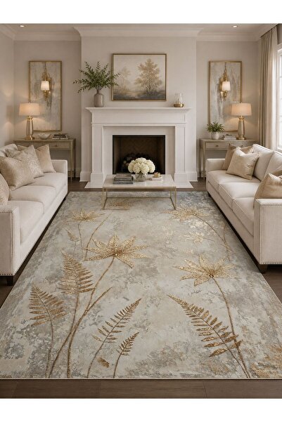 YTR HOME Dijital Baskı Yıkanabilir Kaymaz Taban Dekoratif Salon Mutfak Halısı...