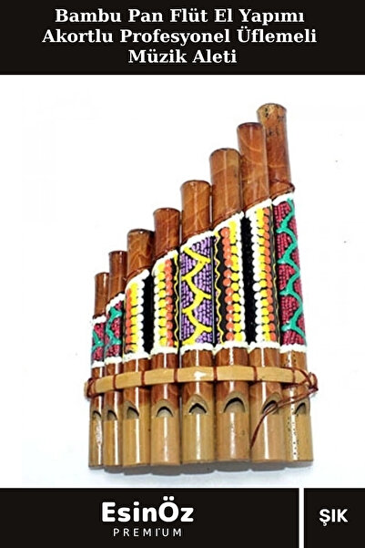 EsinÖz #Flüt El Yapımı Bambu Pan Flüt Akortlu Üflemeli Çalgı Batıklı Pan Flüt