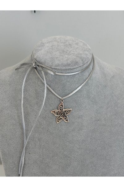 Pinky Lady Spiral Swirl Vortex Star Drawstring Necklace Choker